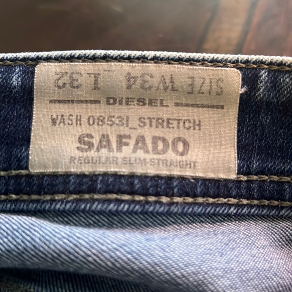 Mens diesel SAFADO slim straight jeans W34